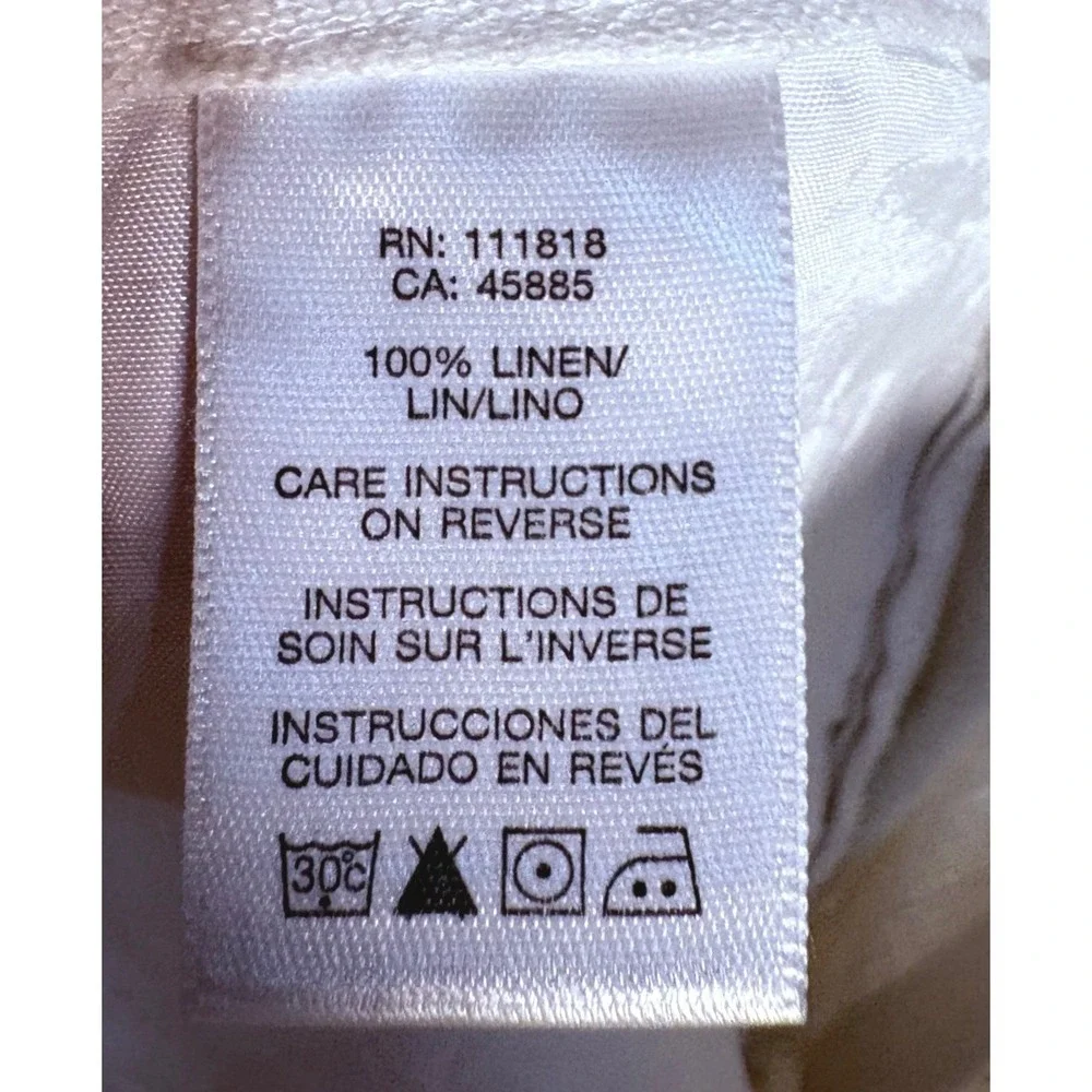 Michael Kors Linen Pants‎ Women 12 White Excellent Wide Leg Cuffed Trouser